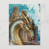 Carte Postale Dragon au château (Devant)