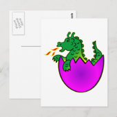 Carte Postale Dragon Bébé Cute En Oeuf (Devant / Derrière)