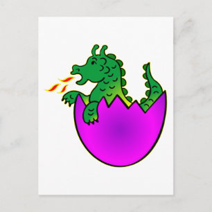 Carte Postale Dragon Bébé Cute En Oeuf