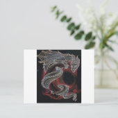 Carte Postale Dragon blanc, Lune rouge sur Noir (Debout devant)