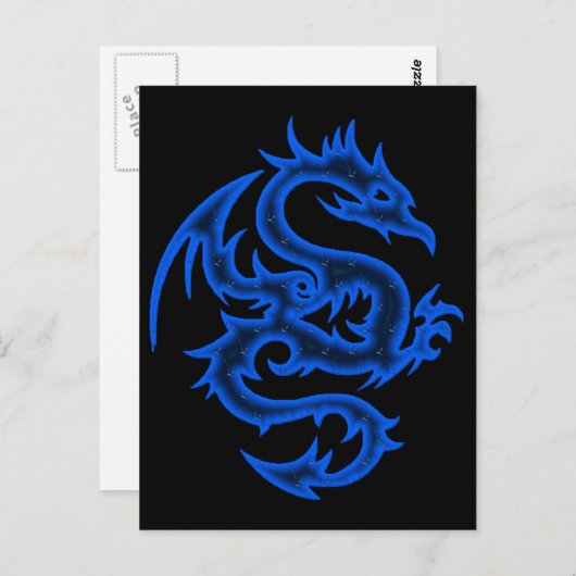 CARTE POSTALE DRAGON BLEU (Devant / Derrière)