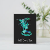 Carte Postale Dragon Bleu Abyssal Fantastique Mythique Sous-Mari (Debout devant)