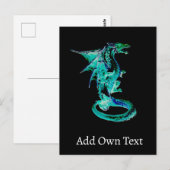 Carte Postale Dragon Bleu Abyssal Fantastique Mythique Sous-Mari (Devant / Derrière)