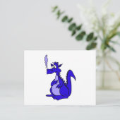 Carte Postale Dragon bleu avec fumée (Debout devant)