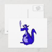 Carte Postale Dragon bleu avec fumée (Devant / Derrière)