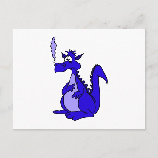 Carte Postale Dragon bleu avec fumée (Devant)