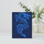 Carte Postale Dragon bleu chinois (Debout devant)