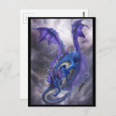 Carte Postale Dragon bleu de tempête (Devant / Derrière)