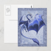 Carte Postale Dragon Bleu d'hiver Imaginaire Nature Art (Devant / Derrière)