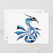 Carte Postale Dragon bleu et noir (Devant / Derrière)
