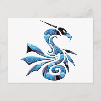 Carte Postale Dragon bleu et noir