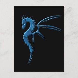 Carte Postale Dragon bleu métallique