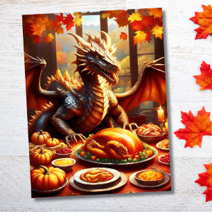 Carte Postale Dragon célébrant l'Action de grâce 