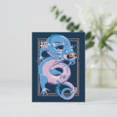 Carte Postale Dragon Chinois Bleu (Debout devant)