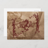 Carte Postale Dragon chinois, Dragon rouge, Imaginaire, Mytholog (Devant / Derrière)