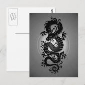Carte Postale Dragon chinois éclaté de gris (Devant / Derrière)