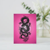 Carte Postale Dragon Chinois Éclatement Rose (Debout devant)
