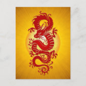 Carte Postale Dragon chinois rouge et jaune (Devant)