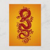 Carte Postale Dragon chinois tribal rouge et jaune (Devant)