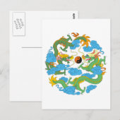 Carte Postale Dragon chinois Yin Yang (Devant / Derrière)