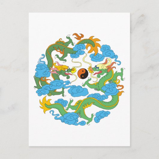 Carte Postale Dragon chinois Yin Yang (Devant)