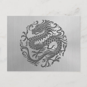 Carte Postale Dragon Circle chinois avec Stainless Steel Effect