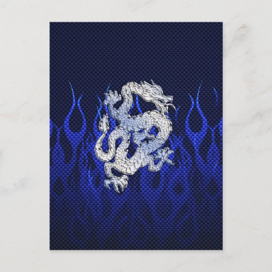 Carte Postale Dragon dans Chrome comme bleu Carbon Fiber Styles (Devant)