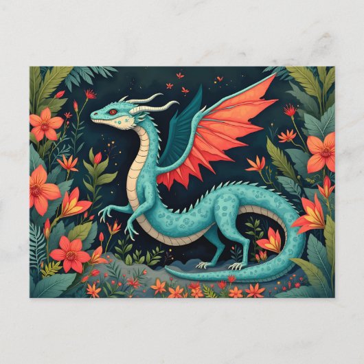 Carte Postale Dragon dans la jungle (Devant)