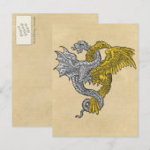 Carte Postale Dragon d'argent d'aigle doré (Devant / Derrière)