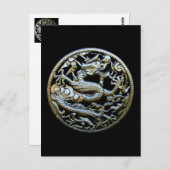 Carte Postale Dragon de bronze chinois / Salutations et cadeaux  (Devant / Derrière)
