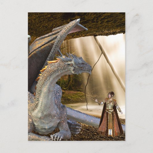 Carte Postale Dragon de bronze et Princesse Elf (Devant)