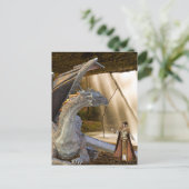 Carte Postale dragon de bronze et princesse elfe (Debout devant)