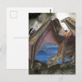 Carte Postale dragon de bronze VS guerrier (Devant / Derrière)