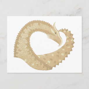 Carte Postale Dragon de coeur de grès sur blanc