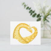 Carte Postale Dragon de coeur jaune sur blanc (Debout devant)