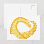 Carte Postale Dragon de coeur jaune sur blanc (Devant / Derrière)