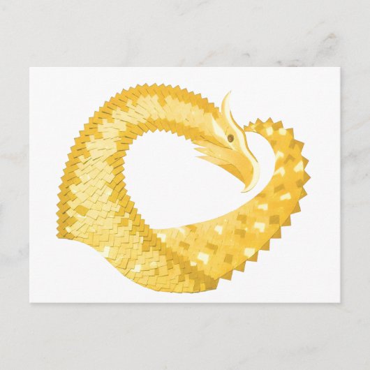 Carte Postale Dragon de coeur jaune sur blanc (Devant)