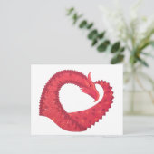Carte Postale Dragon de coeur rouge en blanc (Debout devant)