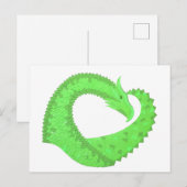 Carte Postale Dragon de coeur vert citron blanc (Devant / Derrière)