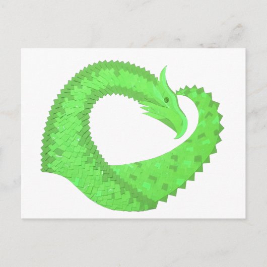 Carte Postale Dragon de coeur vert citron blanc (Devant)