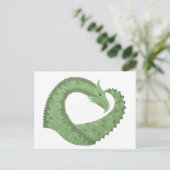 Carte Postale Dragon de coeur vert olive blanc (Debout devant)