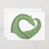 Carte Postale Dragon de coeur vert olive blanc (Devant / Derrière)