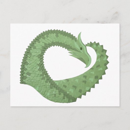 Carte Postale Dragon de coeur vert olive blanc (Devant)