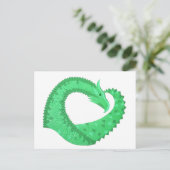 Carte Postale Dragon de coeur vert sur blanc (Debout devant)
