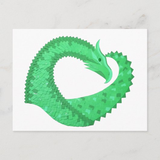 Carte Postale Dragon de coeur vert sur blanc (Devant)
