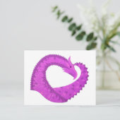 Carte Postale Dragon de coeur violet clair sur blanc (Debout devant)
