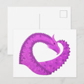 Carte Postale Dragon de coeur violet clair sur blanc (Devant / Derrière)