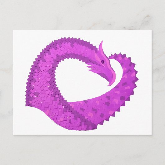 Carte Postale Dragon de coeur violet clair sur blanc (Devant)