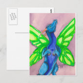 Carte Postale Dragon de fée bleu (Devant / Derrière)