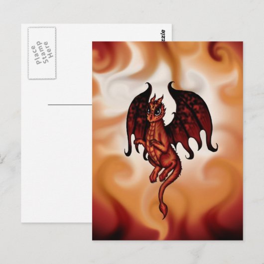 Carte Postale Dragon de fée de feu (Devant / Derrière)